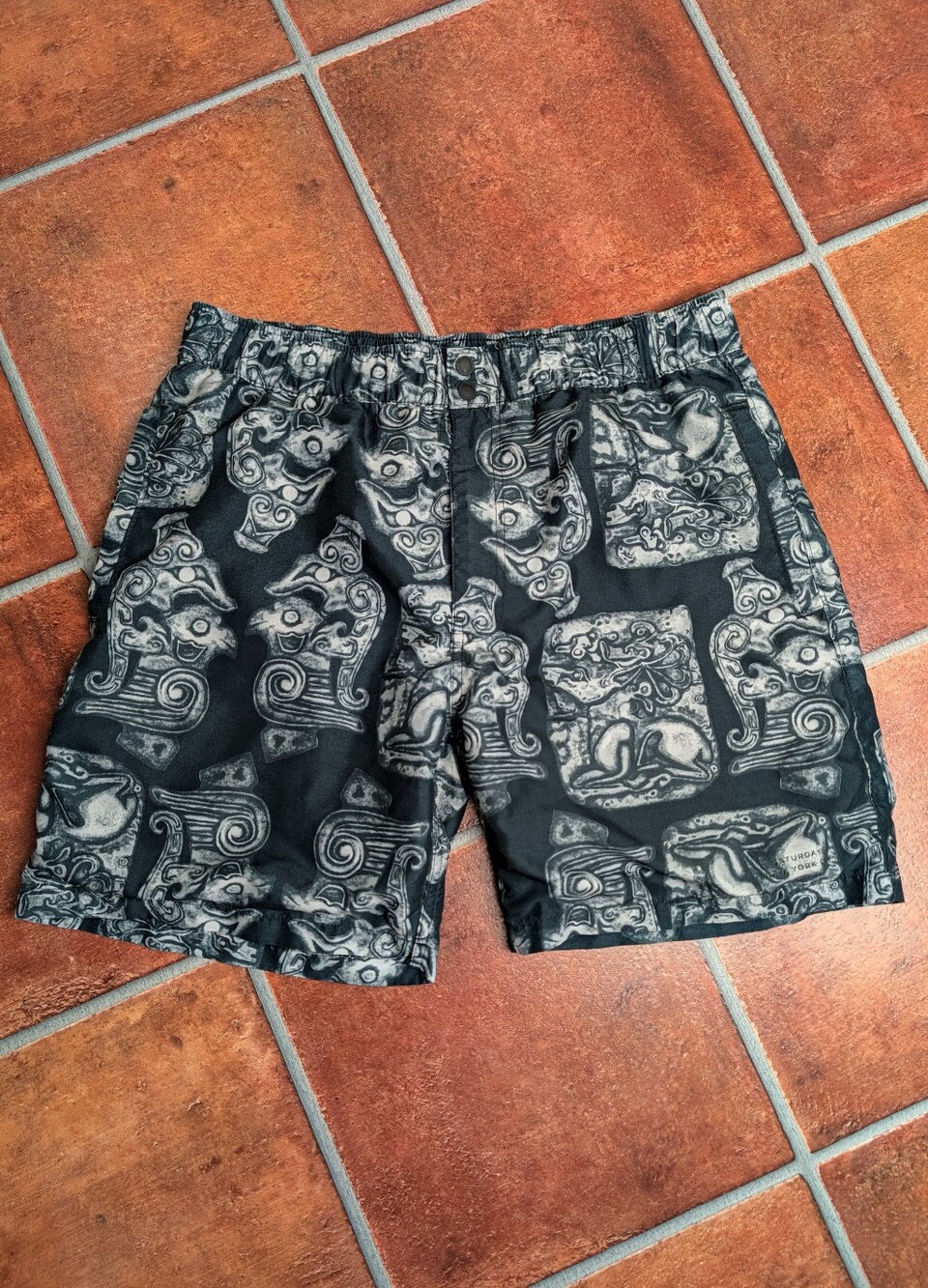 Saturdays NYC Men's Black Patterned Swim Shorts